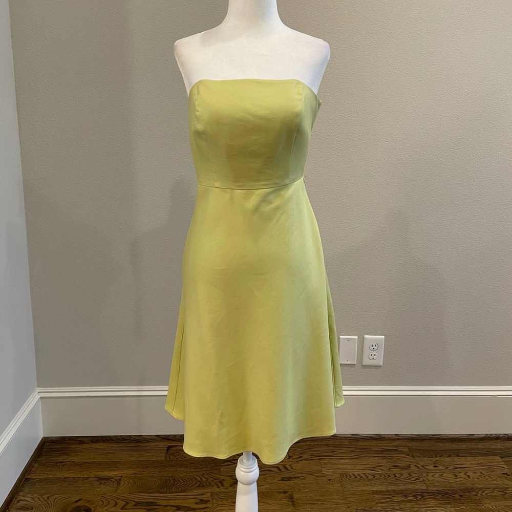 Ann Taylor strapless cotton silk dress in pear